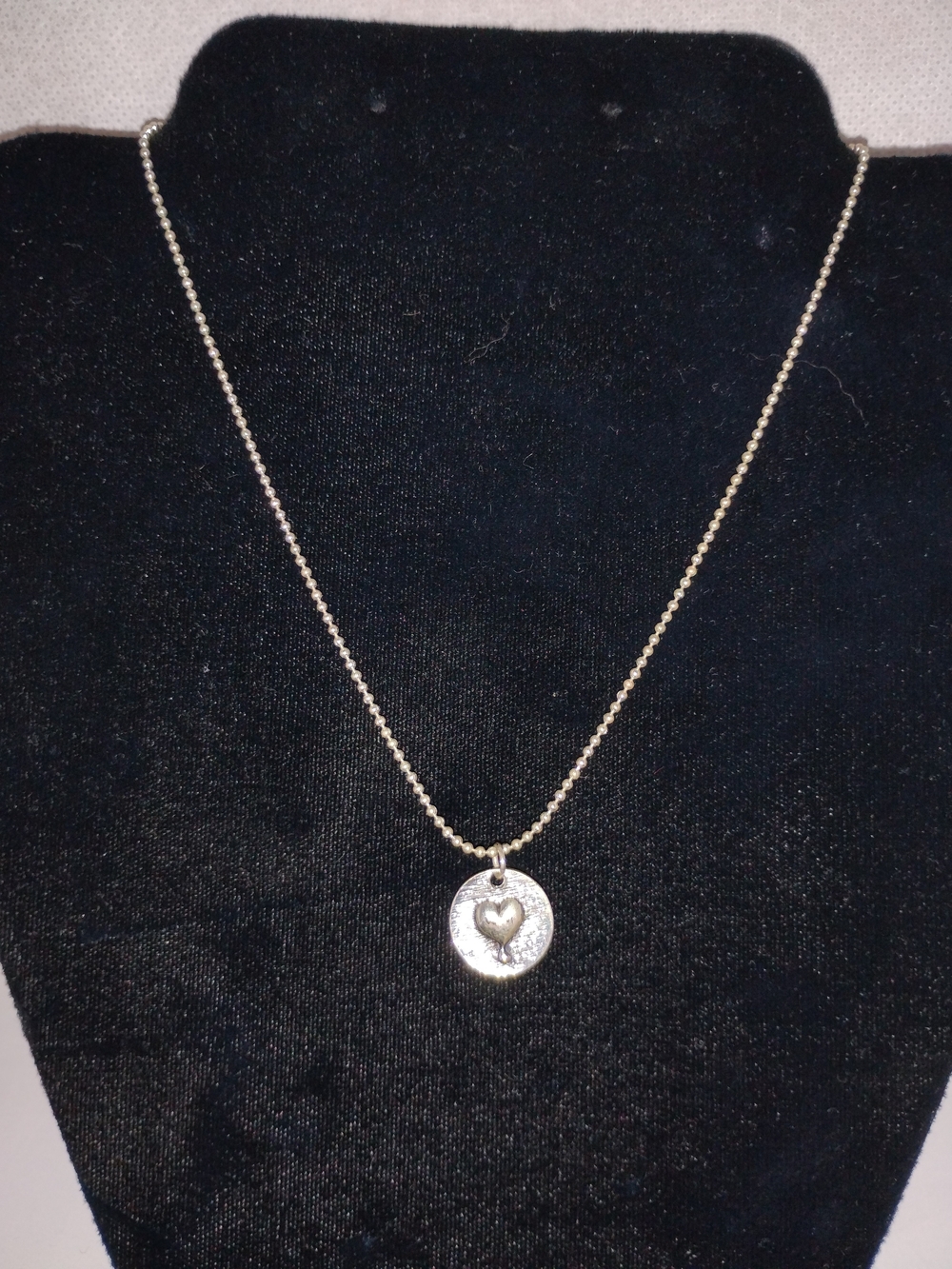 Silver Heart Disc Pendant Necklace - Women's Jewelry